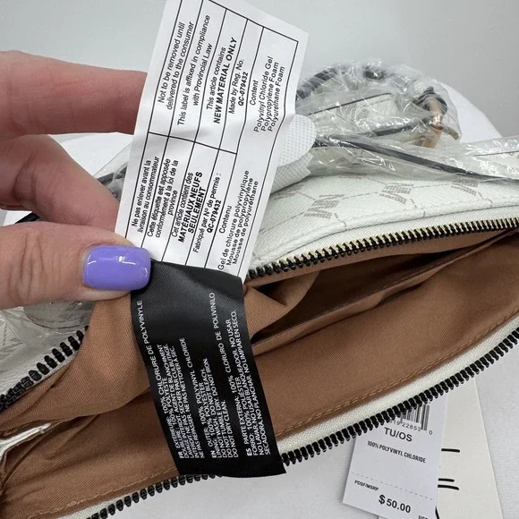 Nicole Miller Crossbody Bag Womens One Size Creme Bone Monogram Purse New - Picture 8 of 10